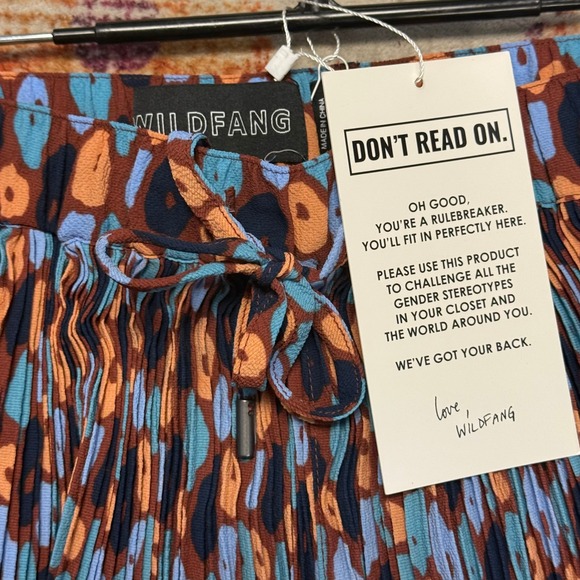 WILDFANG Wide Leg Pleated Pants Abstract Print Drawstring Waist Women's Medium - Picture 4 of 6